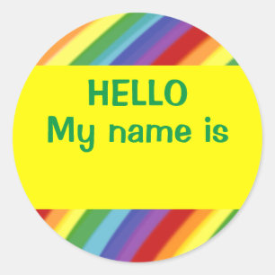 Adesivo Olá Meu Nome É Rainbow Nametag Stickers Gay/Cria