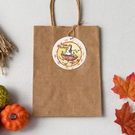 Adesivo Olá outono, Gato Bonito Senta-se no Guarda-chuvas