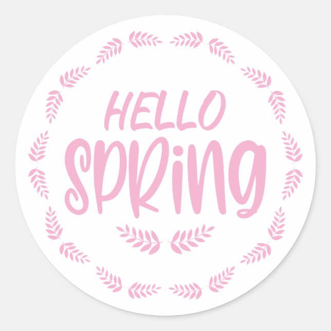Adesivo Olá Primavera Folha Rosa (Frente)