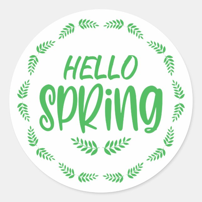 Adesivo Olá Primavera Folha Verde (Frente)