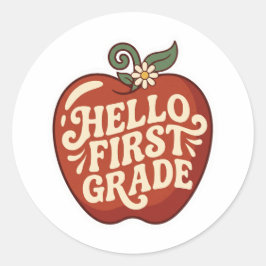 Adesivo Olá Primeiro Grau Retro Maçã Volta às Aulas