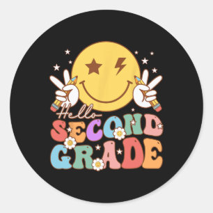 Adesivo Olá Segunda Série Hippie Rosto Sorridente Vintage 