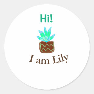 Adesivo Olá, sou Lily Cacto Suculto, adicione nome aquarel