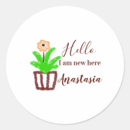 Adesivo Olá, sou novo aqui, chá de fraldas, crianças, folh