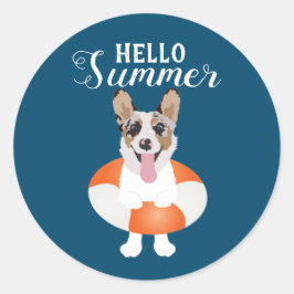 Adesivo Olá Summer Corgi Beach Dogs