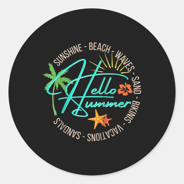 Adesivo Olá Summer Tropical Beach Vacing Palm Tree (Frente)