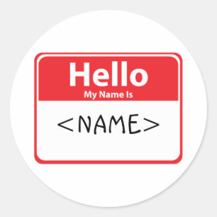 Adesivo Olá Vermelho Meu Nome é , <NAME>