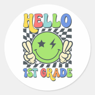 Adesivo Olá Vibrações da 1ª Série Rosto Sorridente Groovy 
