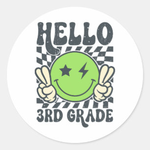 Adesivo Olá Vibrações da 3ª Série Rosto Sorridente Groovy