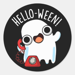 Adesivo Olá-ween Piada Divertida de Fantasma no Fundo Escu