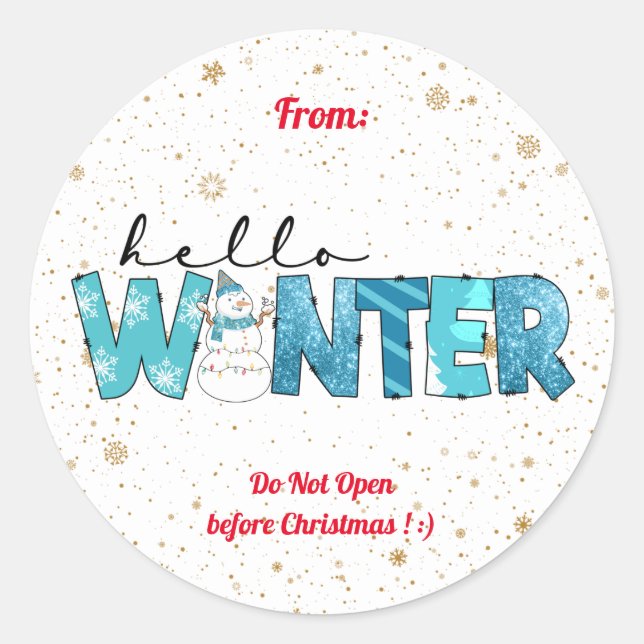 Adesivo Olá Winter Snowman Customize (Frente)