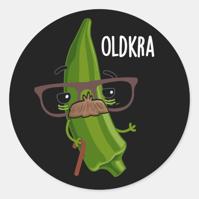 Adesivo Old kra Funny Okra Pun Dark BG (Frente)