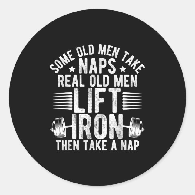 Adesivo Old Men Gag Workout Gym Fitness Exercise Weightlif (Frente)