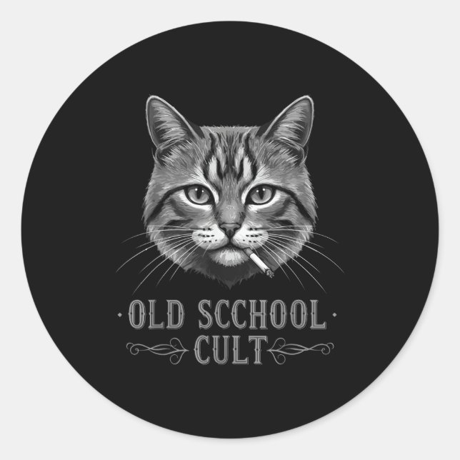 Adesivo Old Scchool Cult Funny Cat For Cool People And - F (Frente)
