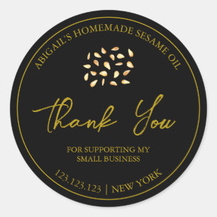 Adesivo Óleo de Sésamo Homemade Simples Obrigado Rótulo