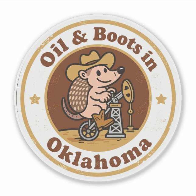 Adesivo Óleo e Botas_ Arte Antiga de Oklahoma (Frente)
