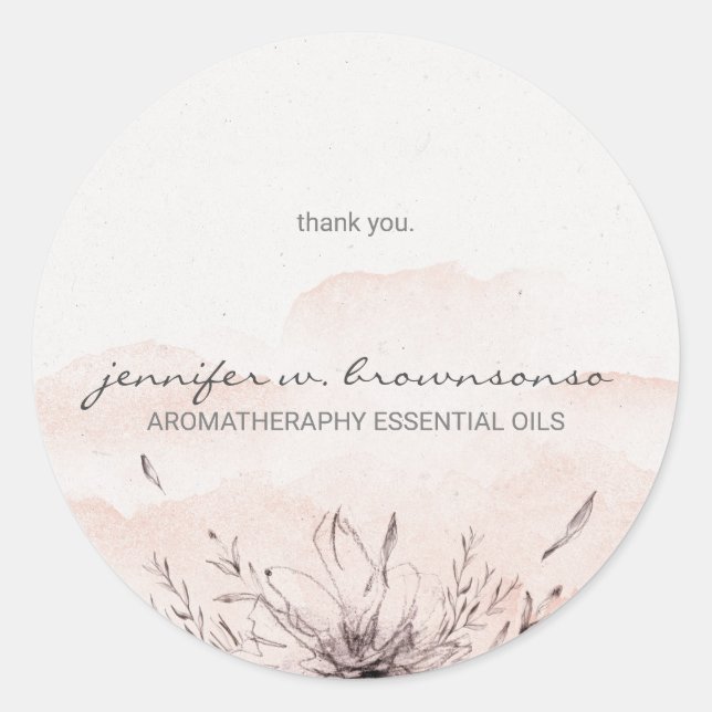 Adesivo Óleos Essenciais Personalizados de Aquarela Simple (Frente)