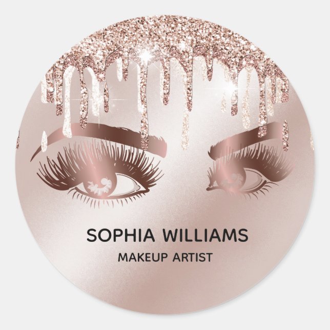 Adesivo olhais de maquiagem feminina rosa dourado pinga br (Frente)