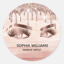 Adesivo olhais de maquiagem feminina rosa dourado pinga br