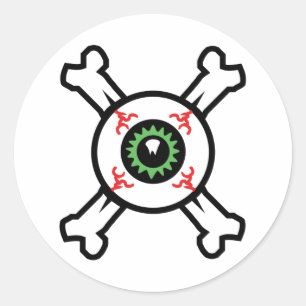 Adesivo Olhais e Crossbones para fundos leves