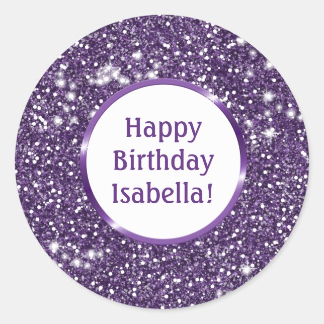 Adesivo Olhar Brilho Roxo Falso Aniversário Feliz Personal (Frente)