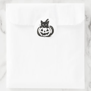 Adesivo Olhar da Abóbora – Desenho de Halloween de Gato Pr