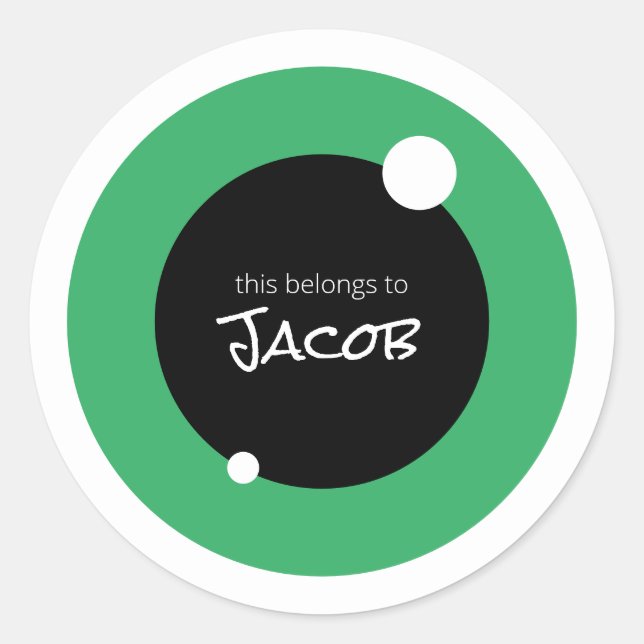 Adesivo Olhar de Monstro Nome Personalizado Material Escol (Frente)