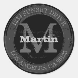 Adesivo Olhar robusto | Endereço de devolução preto e Cinz