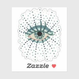 Adesivo Olho Azul Estranho Com Pontos Abstrato Arte Psicod