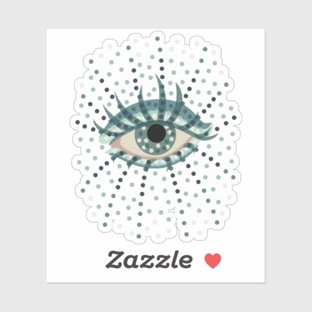 Adesivo Olho Azul Estranho Com Pontos Abstrato Arte Psicod (Folha)