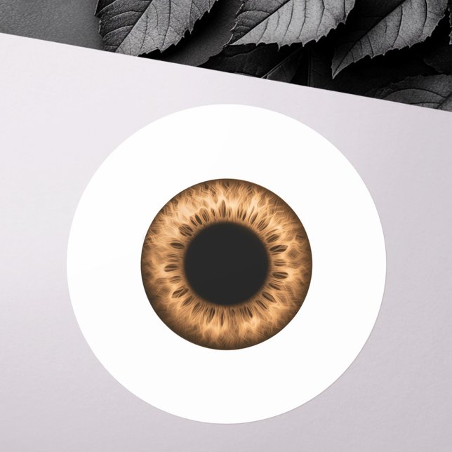Adesivo Olho castanho da íris olho piada engraçada bugigan (Eyeball brown iris eye funny prank joke novelty classic round sticker)