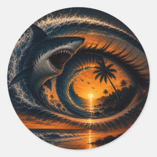 Adesivo Olho da Onda – Pôr do Sol Oceânico Surrealista do 