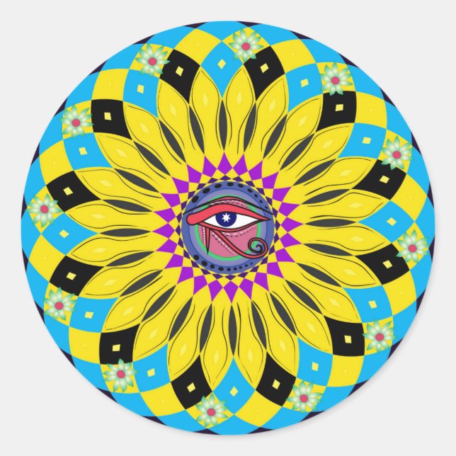 Adesivo Olho de Horus Sunflower Mandala Art Sticker (Frente)