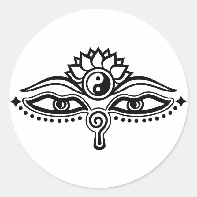 Adesivo Olhos de Buda, Yin Yang, Sabedoria e Iluminismo (Frente)
