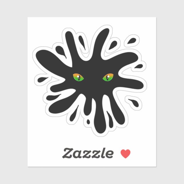 Adesivo Olhos de Gato olhando para um Blob Preto (Folha)