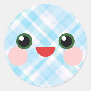 Adesivo Olhos Doces Kawaii Amigo de Cara Xadrez Adorável