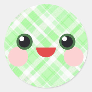 Adesivo Olhos Doces Kawaii Amigo de Cara Xadrez Adorável