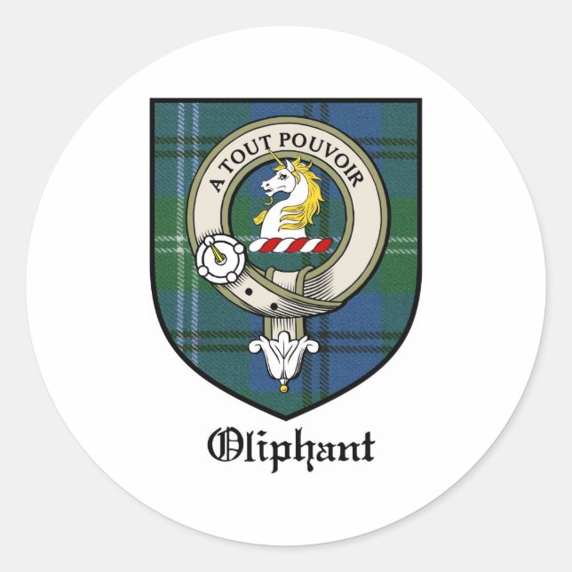 Adesivo Oliphant Clan Crest Crachá Tartan (Frente)