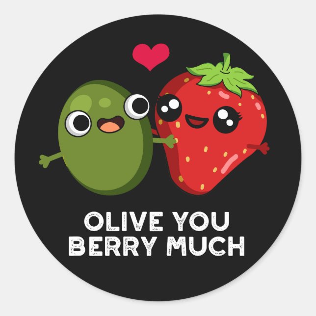 Adesivo Olive Você Berry Fruta Muito Engraçado Pun Dark BG (Frente)