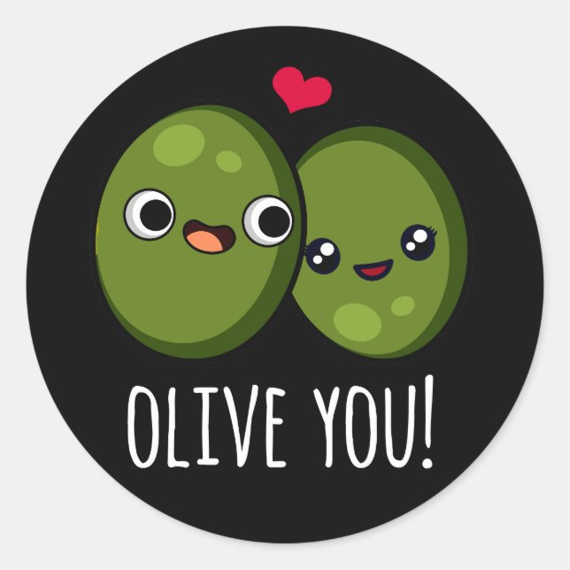 Adesivo Olive You Engraçado Love Pun Dark BG (Frente)
