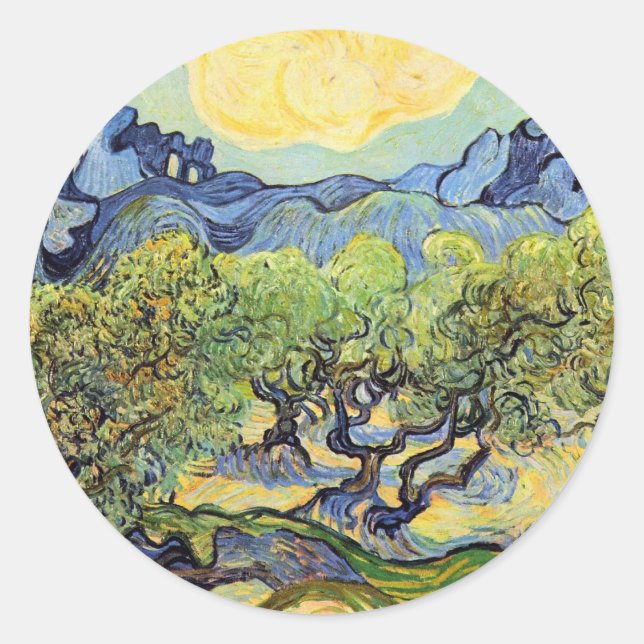 Adesivo Oliveiras com Alpilles por Vincent van Gogh (Frente)