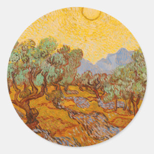 Adesivo Oliveiras de Van Gogh Sol Amarelo Céu