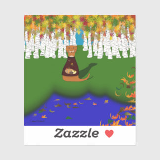 Adesivo Oliver The Otter no Lago do Rio Wolf no outono