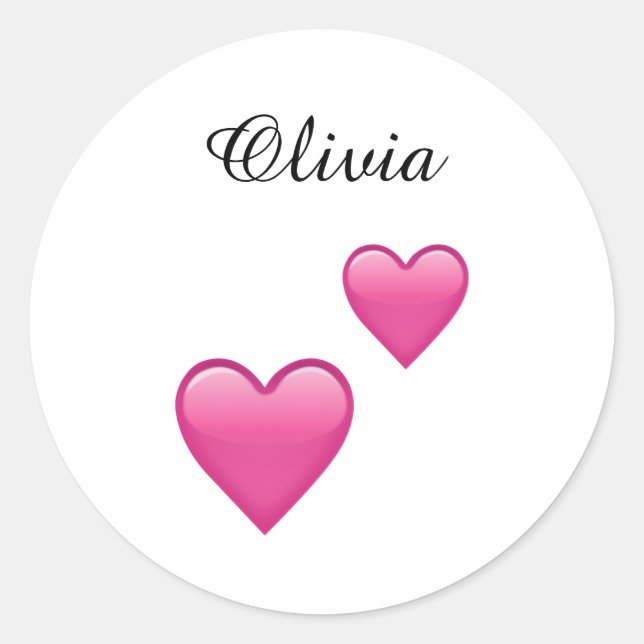 Adesivo Olivia Personalized Emoji Hearts Round Stickers (Frente)