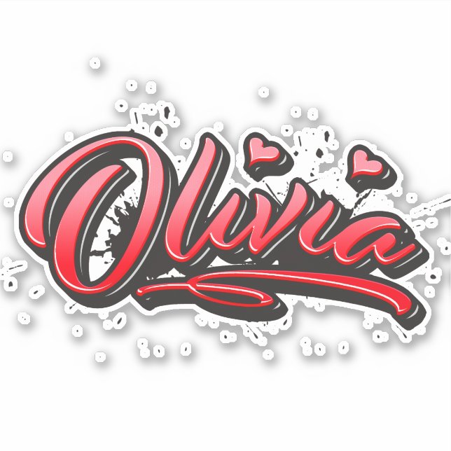 Adesivo Olivia red Heart Graffiti Aufkleber Sticker (Frente)