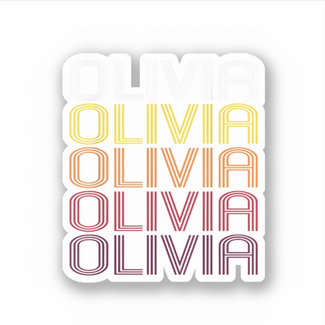 Adesivo Olivia Retro Wordmark Padrão Vintage Style (Frente)