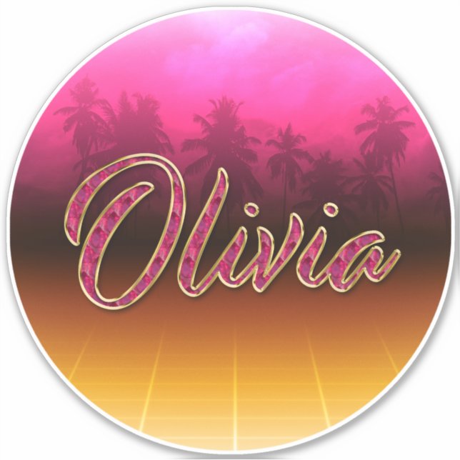Adesivo Olivia Vorname Name golden pink Aufkleber Sticker (Frente)