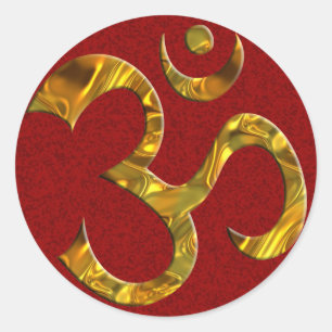 Adesivo OM / AUM - DOURADO espadilha vermelha escura