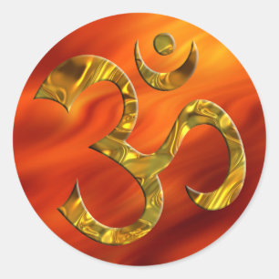 Adesivo OM/AUM - vermelho do fogo do OURO  