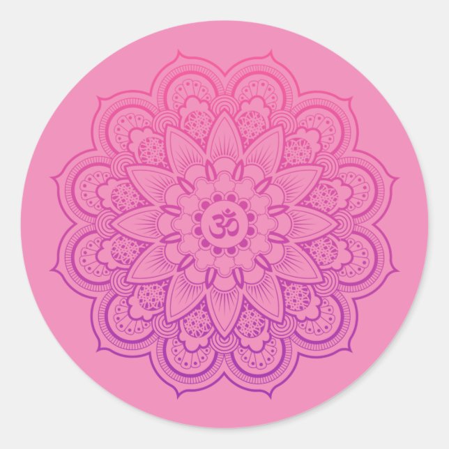 Adesivo OM Mandala Zen Meditation in Pink and Purple (Frente)